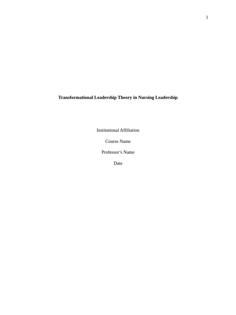 Nursing Leadership Theory | PDF | Transformational Leadership | Leadership