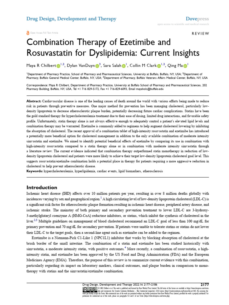 Combination Therapy of Ezetimibe and Rosuvastatin Ref-1 | PDF | Statin ...