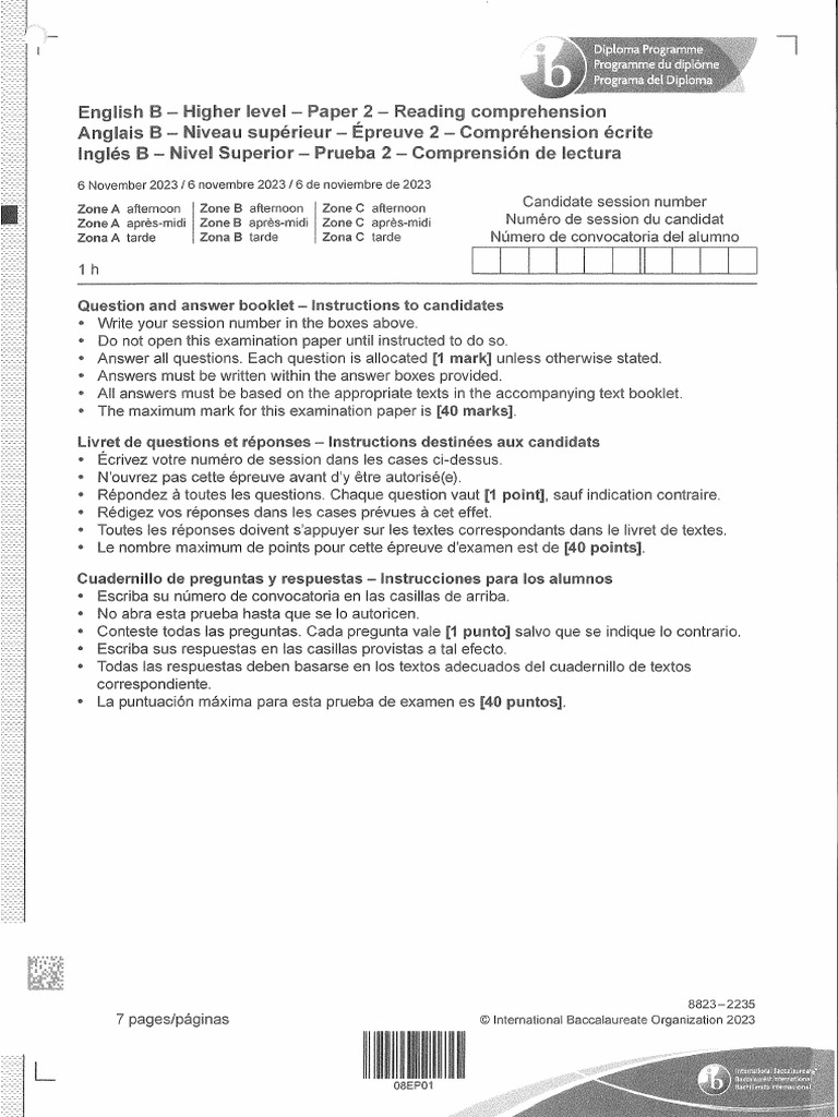 Eng B HL Paper 2 Reading Question N23 | PDF | Entertainment