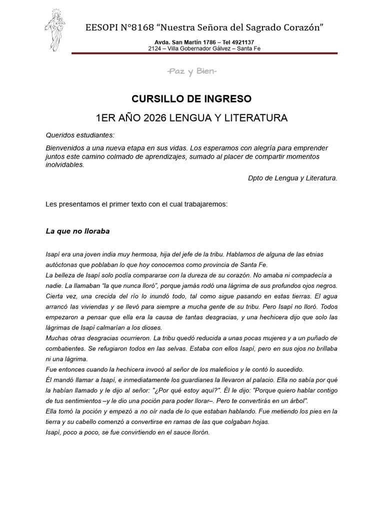 2026 LENGUA y LITERATURA - Cuadernillo Cursillo 1er Año | PDF | Arboles ...
