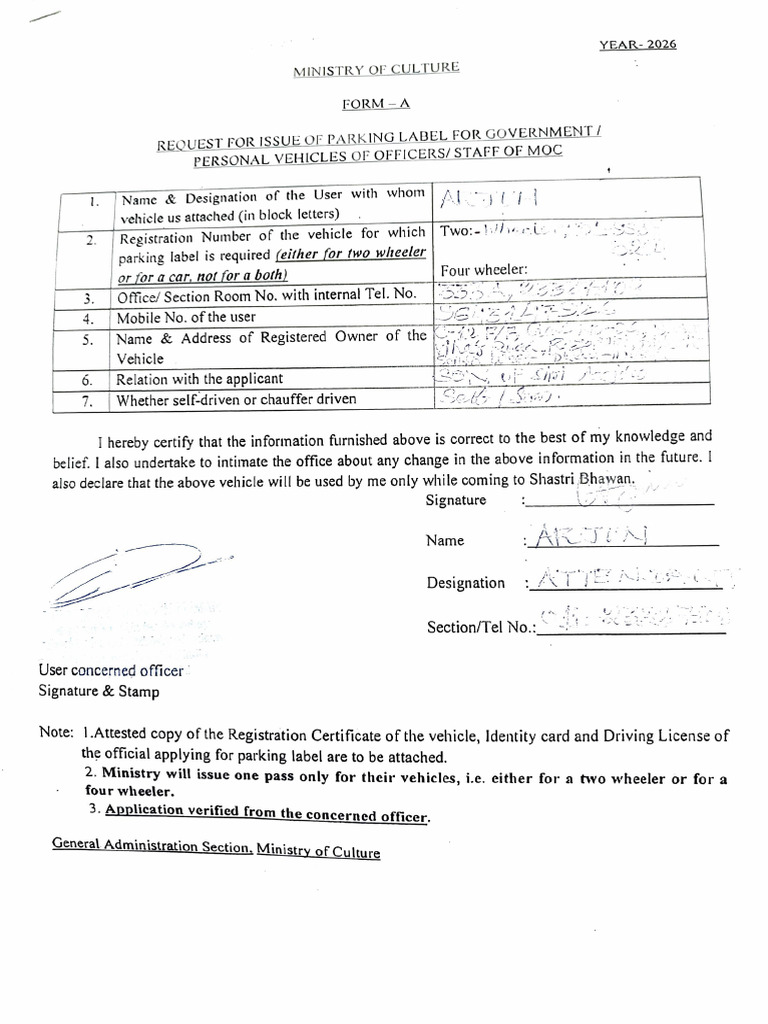 Parking Form Cleaned | PDF