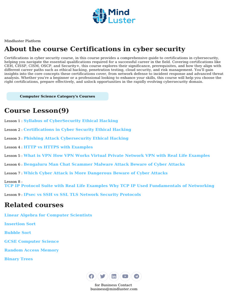 Certifications in Cyber Security Course Content | PDF