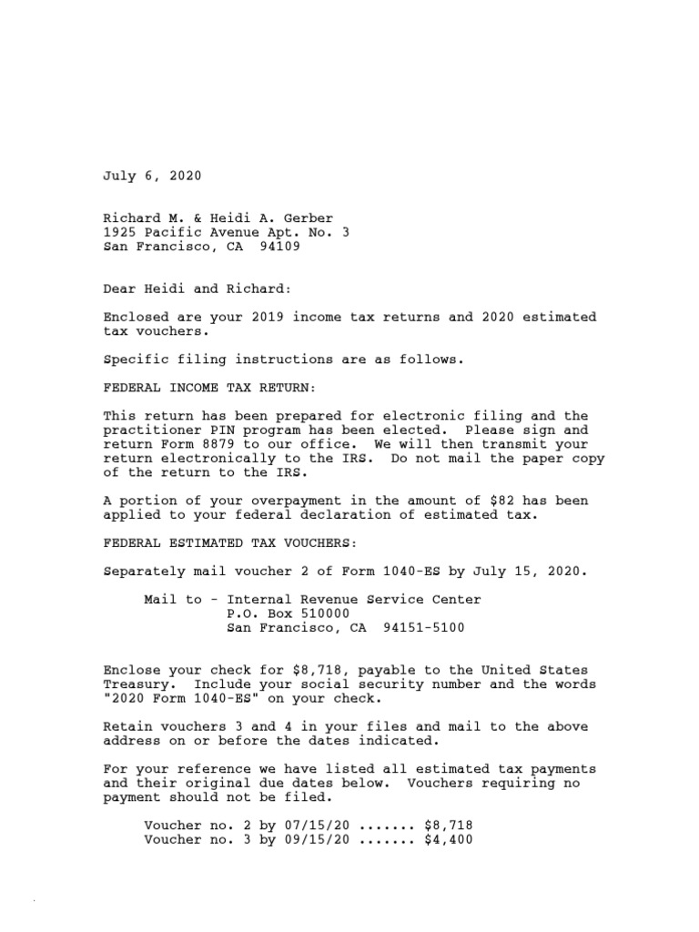 RICHARD M. GERBER 2019 1040 Filing Instructions | PDF