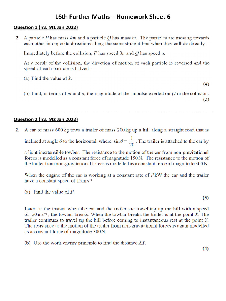 (6) L6FM Homework Sheet 6 | PDF