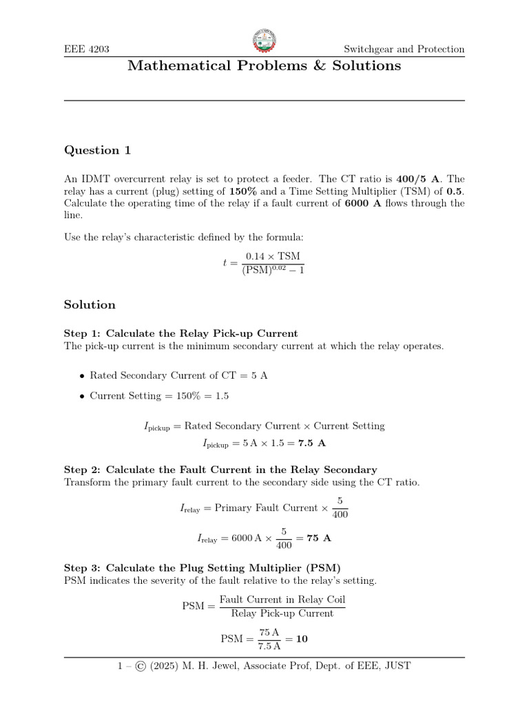 Math Switchgear and Protection | PDF | Electrical Impedance ...