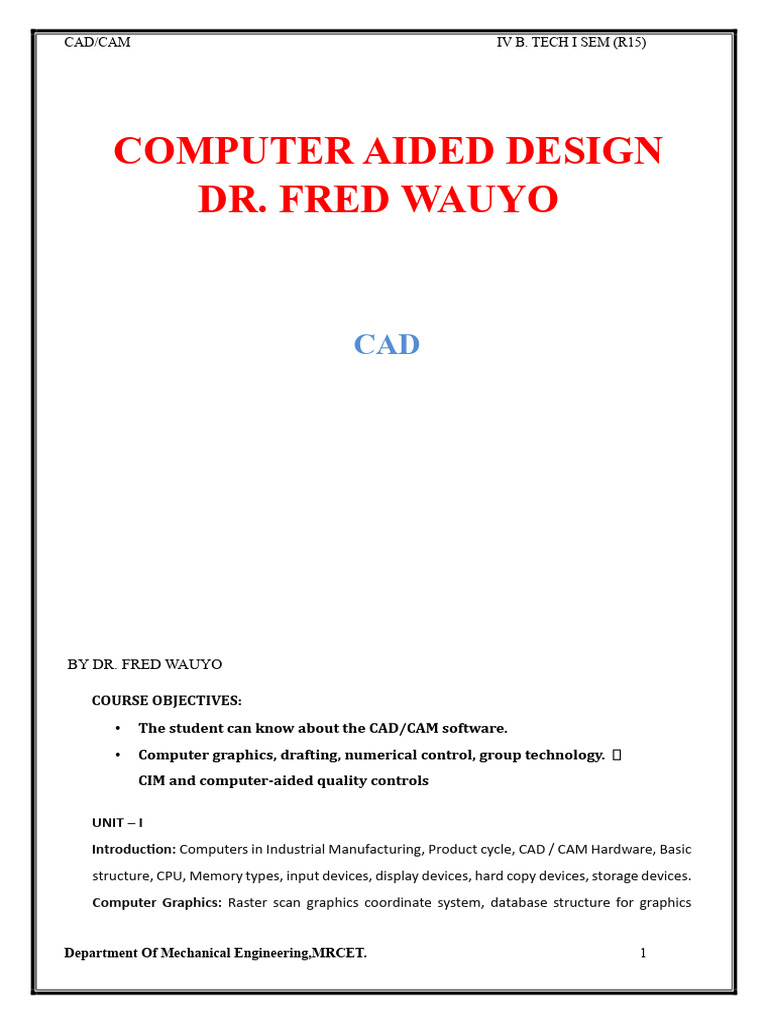 Computer Aided Design Teach | PDF | Computer Aided Design | Cathode Ray ...