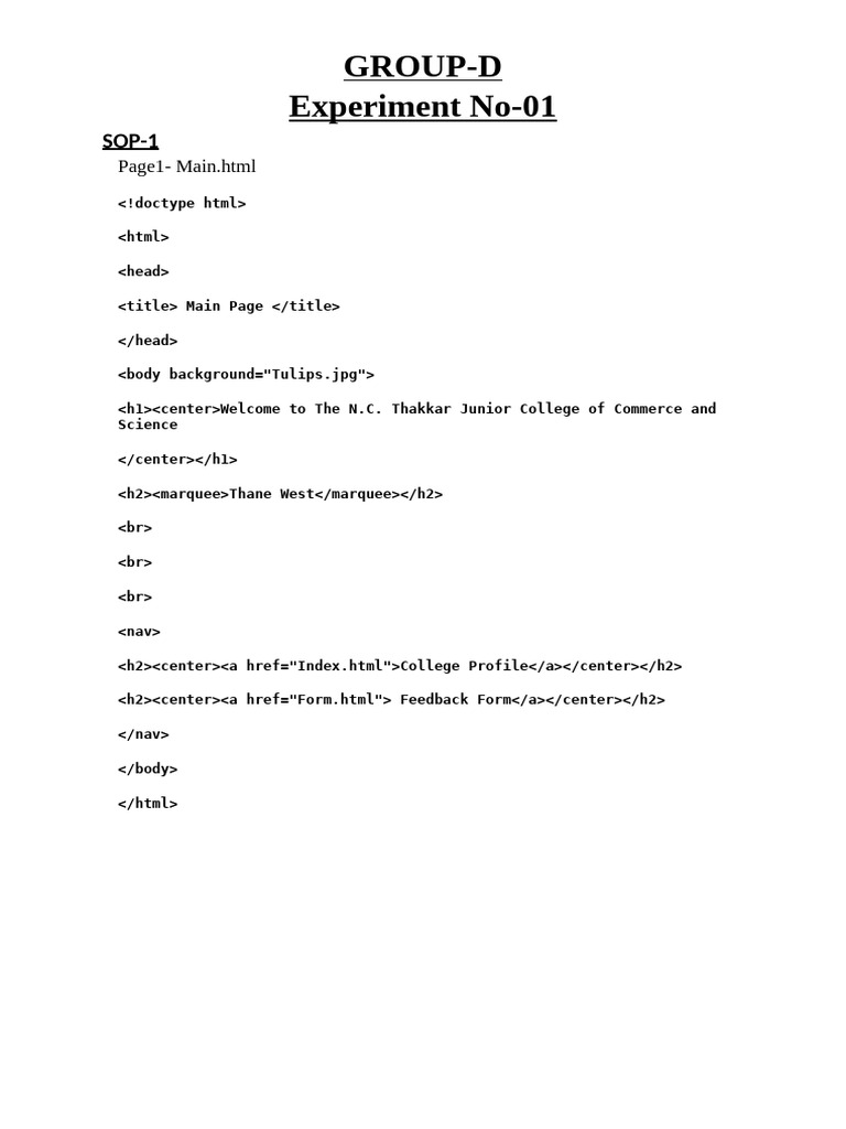 Group D Experiment No 01 | PDF