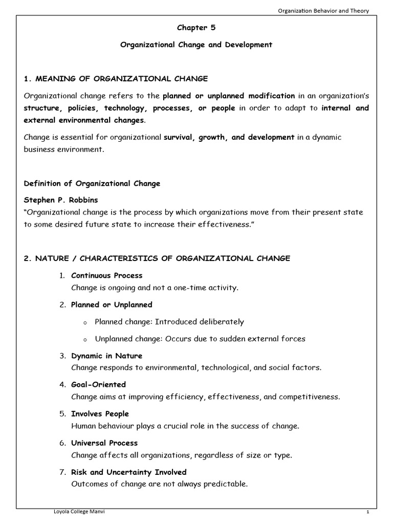 Chapter 5 Organizational Change and Development | PDF | Organizational ...