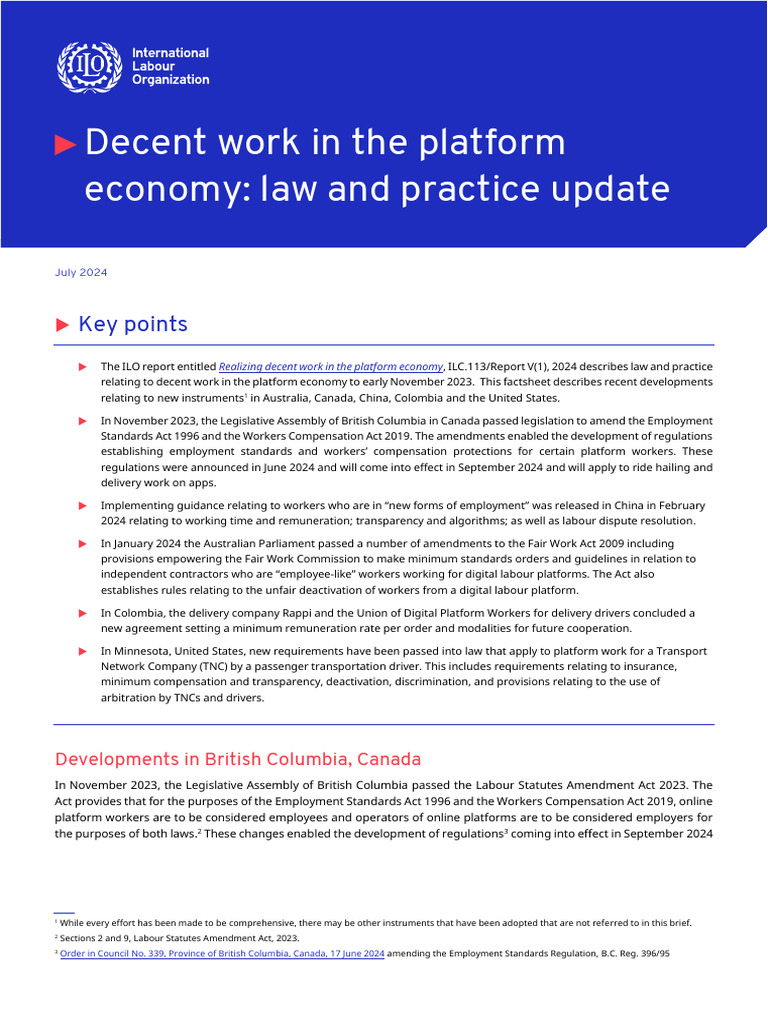 Decent work in the platform economy | PDF | Labour Law | Employment