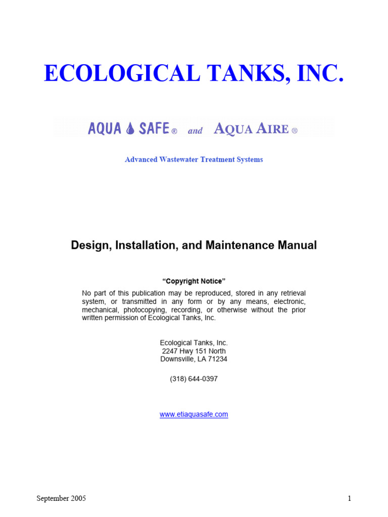 Ecological Tanks, Inc. (2) Approved Design | PDF | Valve | Soil