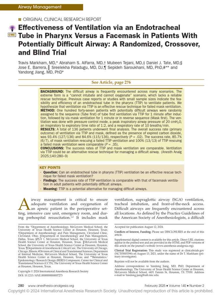 Effectiveness of Ventilation Via An Endotracheal.9 | PDF | Medical ...