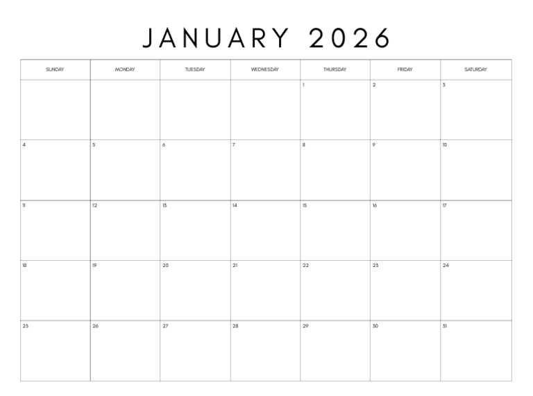 Black White Simple Modern 2026 Monthly Calendar (19.2 x 14.3 Cm) (1) | PDF