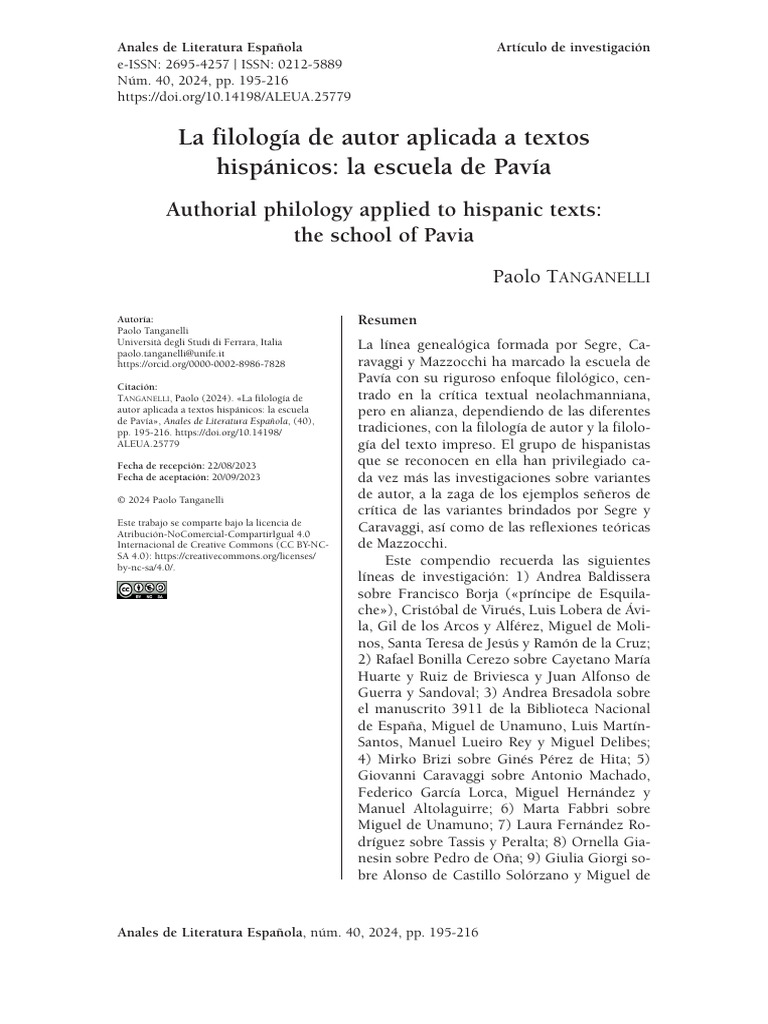 la-filologia-de-autor-aplicada-a-textos-hispanicos-la-escuela-de-pavia ...