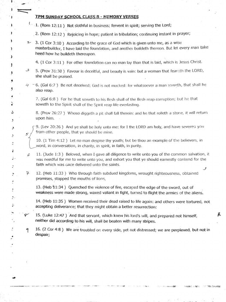 8 Std Memory Verse | PDF
