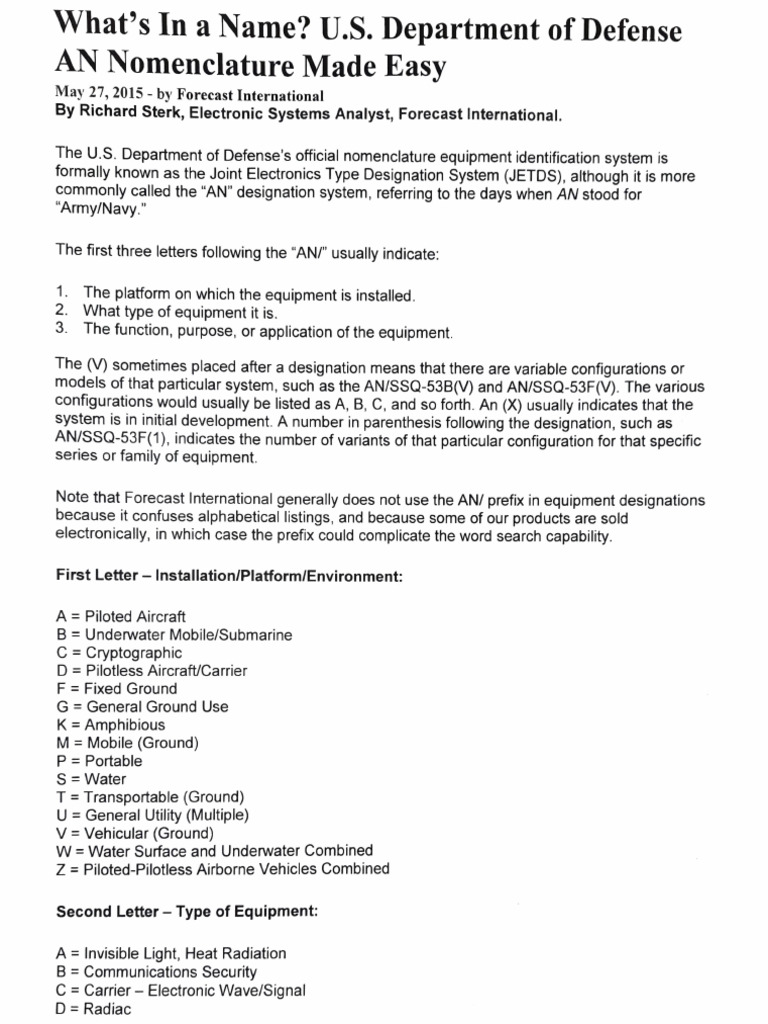 US DoD Nomenclature | PDF | Sonar | Information And Communications ...