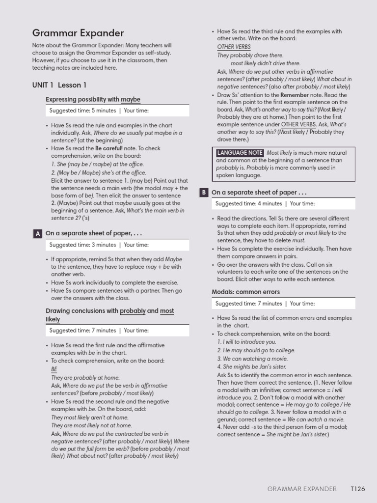 Connectivity Level 3 Teachers Book Grammar Expander | PDF | Clause | Verb