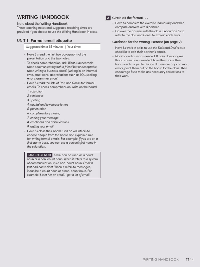 Connectivity Level 3 Teachers Book Writing Handbook | PDF | Sentence ...