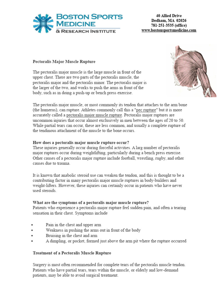 Pectoralis Major Muscle Repair Protocol | PDF | Strength Training ...