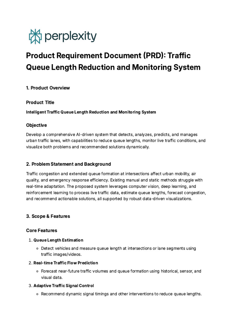 __Product Requirement Document (PRD)_ Traffic Queu | PDF | Traffic ...