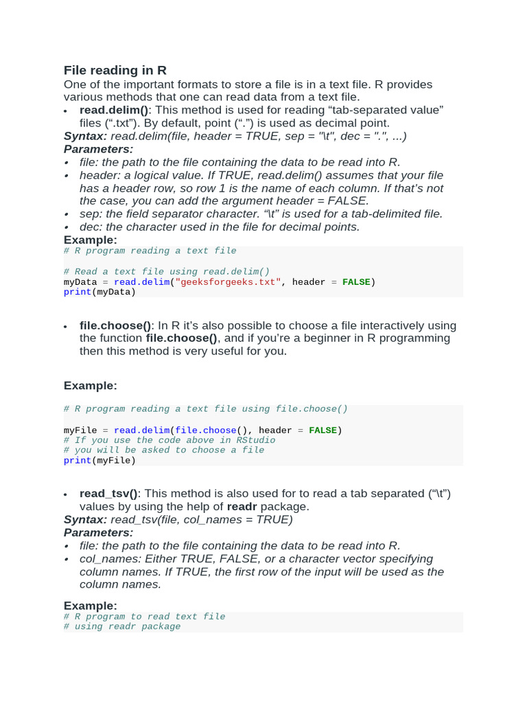 Unit 2 File Reading in R | PDF | Comma Separated Values | Computer File