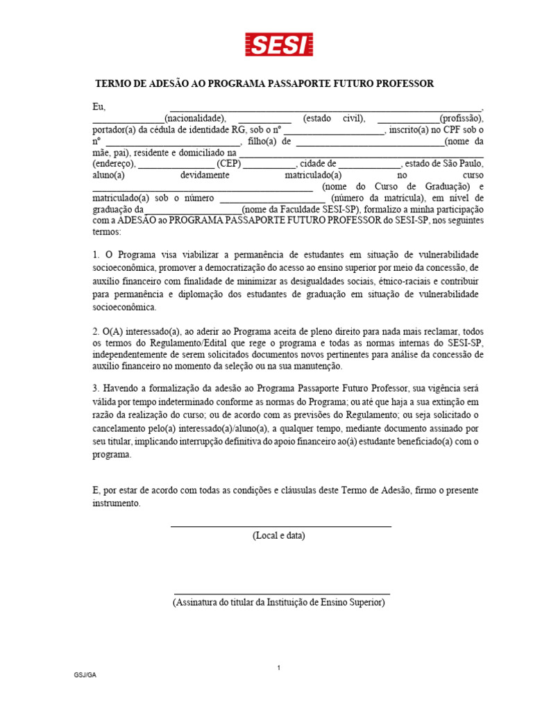 Termo de Adesao 2026 | PDF