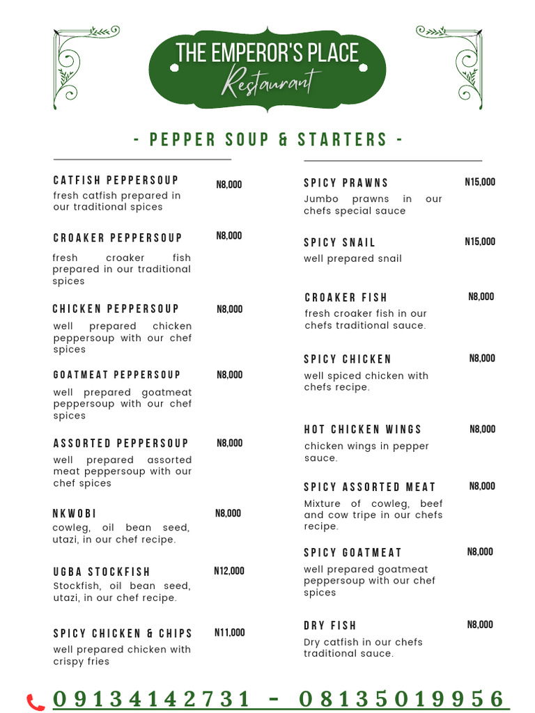 Emperor's Food Menu-1 | PDF | Pasta | Cuisine