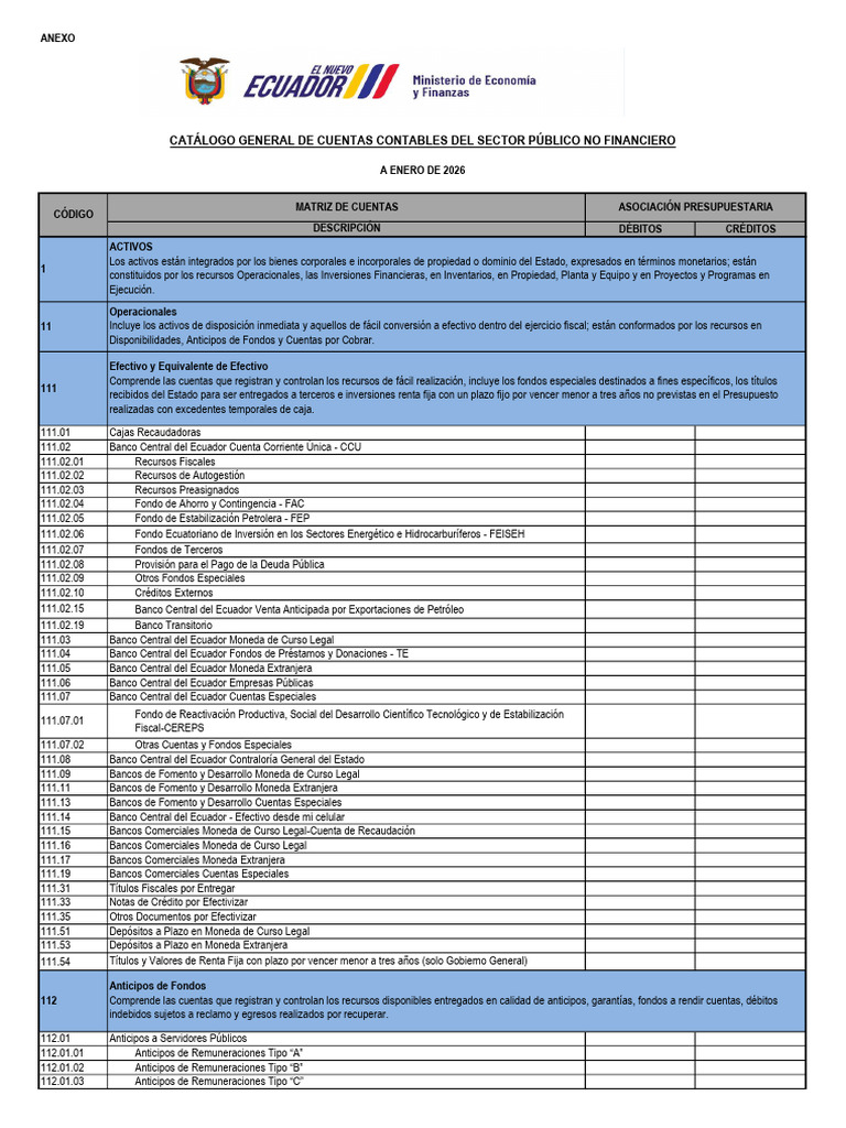 Catalogo de Cuentas A Enero 2026 | PDF | Bancos | Impuesto al valor ...