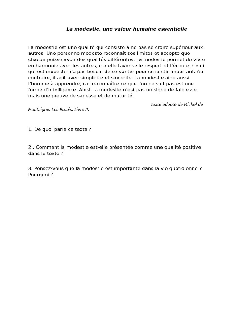 La Modestie | PDF