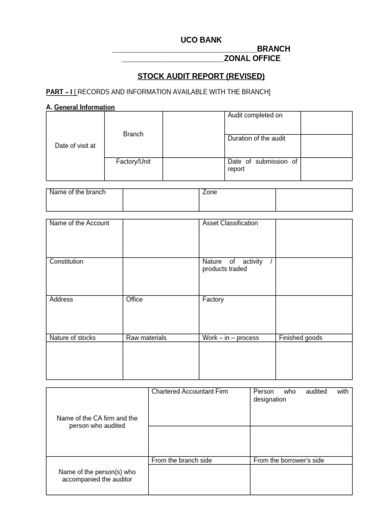 Stock Audit Report Format | PDF | Audit | Stocks