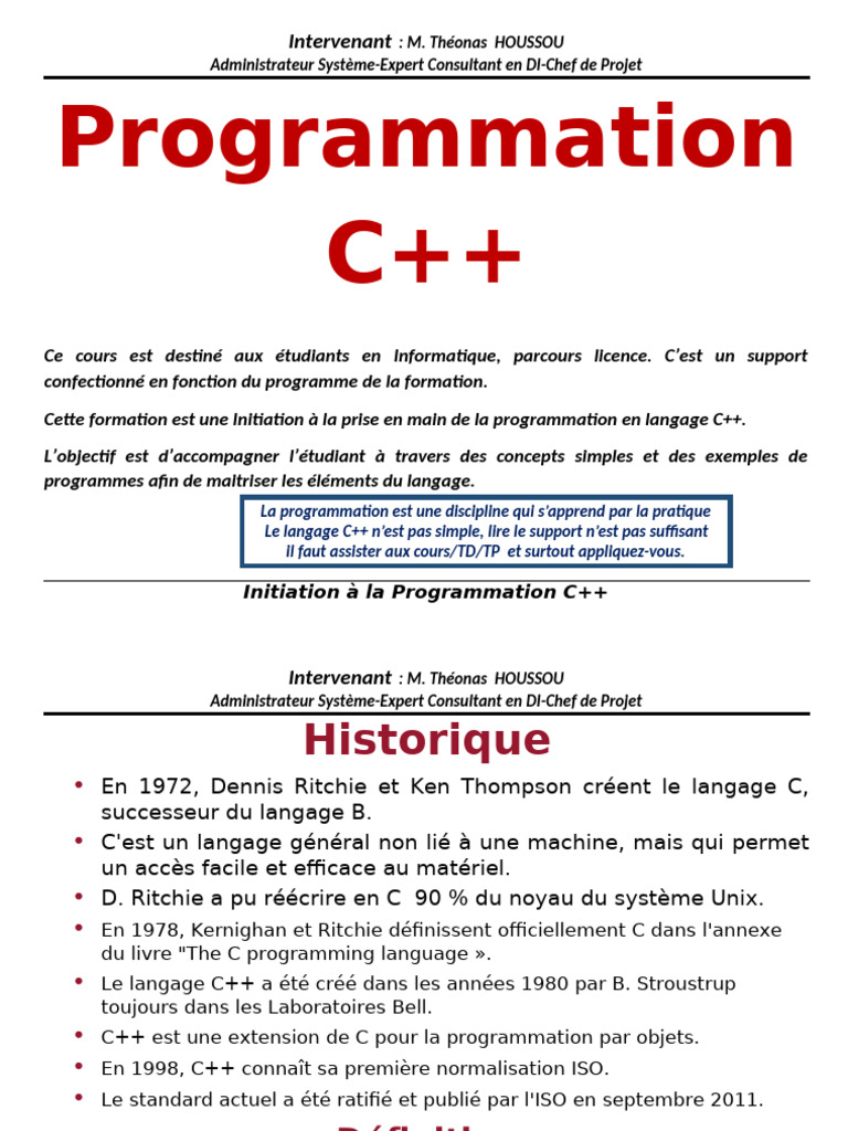 Variables Et Structures en C++ L2 GIT | PDF | C ++ | Programmation ...
