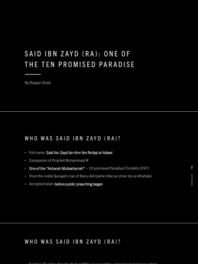 Said Ibn Zayd (RA) One of the Ten Promised Paradise | PDF | Muhammad | Umar