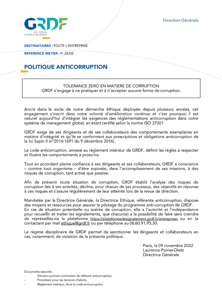 Note Politique Anticorruption | PDF