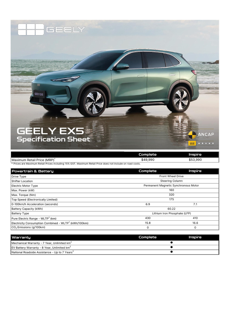 Geely Ex5 Ebrochure-2025 | PDF | Seat Belt | Vehicle Industry
