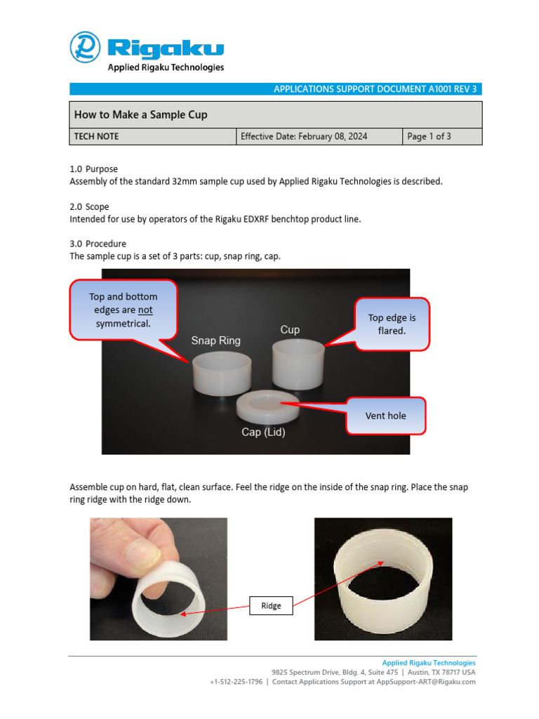 A1001 Rigaku_How to Make a Sample Cup Rev3 | PDF