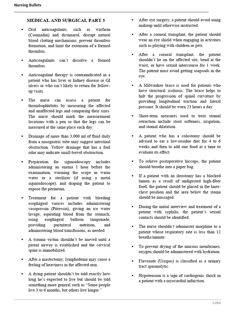 Medical and Surgical Part 3-Of-Nursing-Bullets | PDF | Myocardial ...