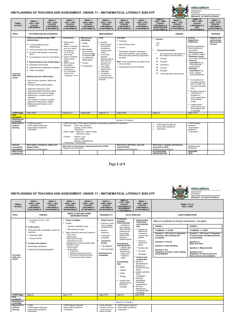 NW 2026 Mlit Grade 11 Atp | PDF | Interest | Volume
