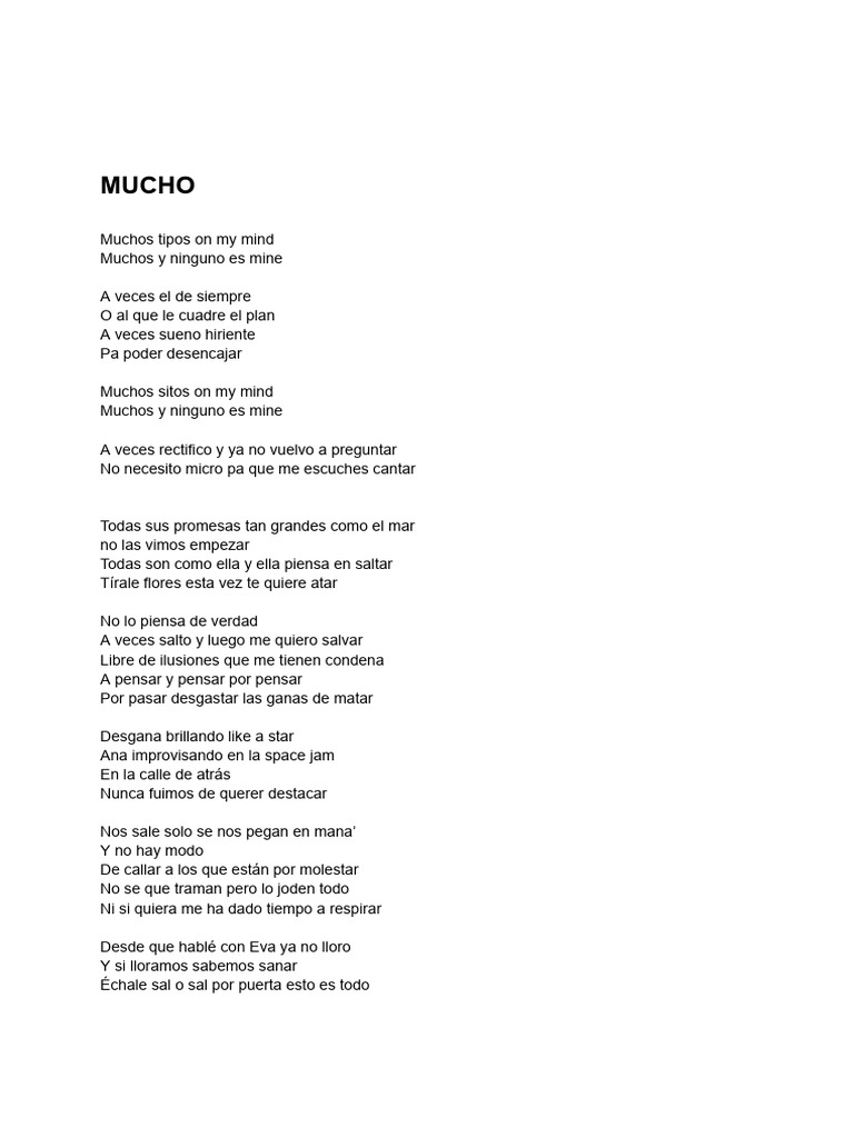 Mucho Letra PDF | PDF