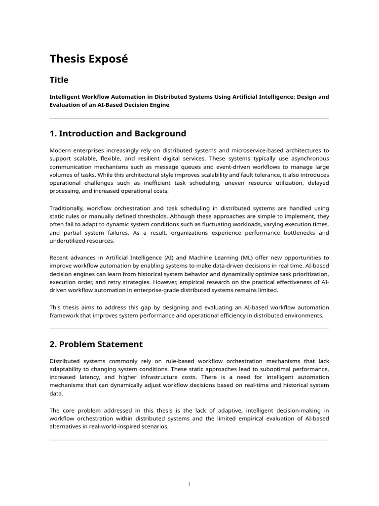 Thesis Exposé - Intelligent Workflow Automation in Distributed Systems ...