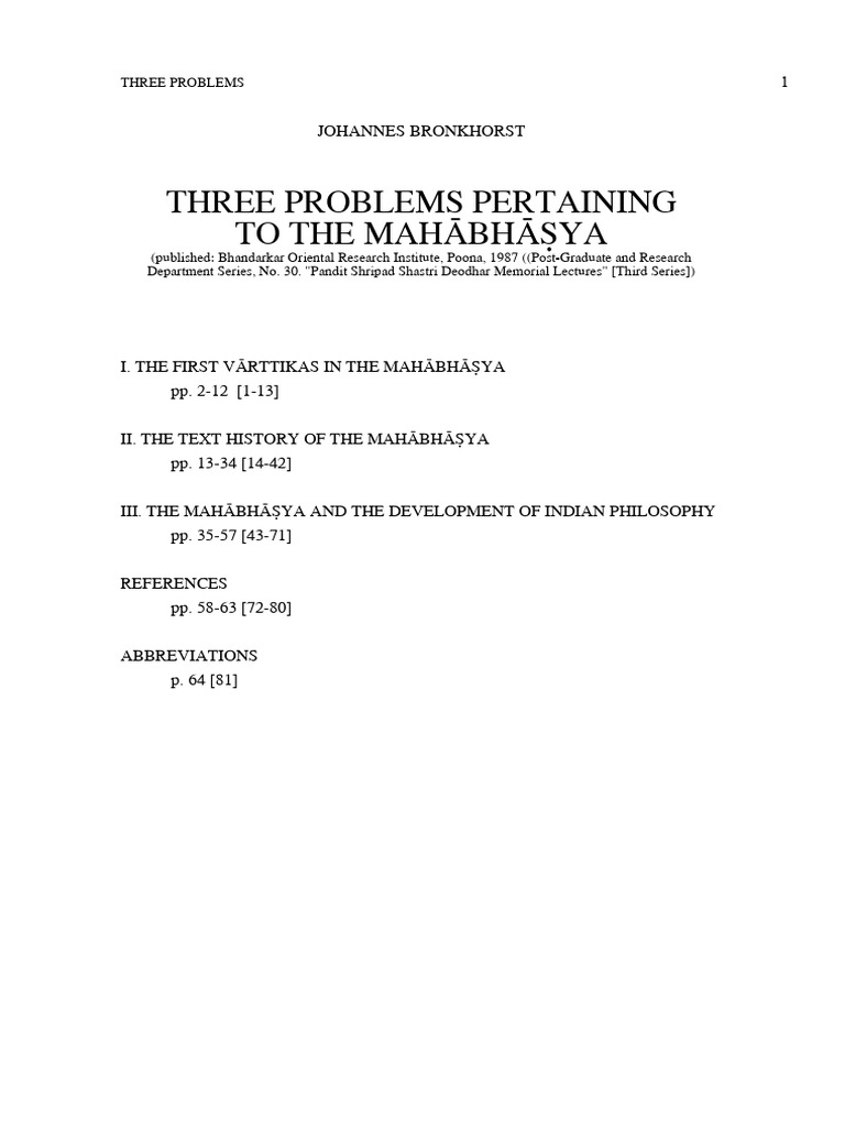 Three Problems Pertaining to the Mahabha | PDF