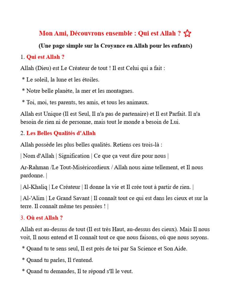 La Croyance en Allah | PDF