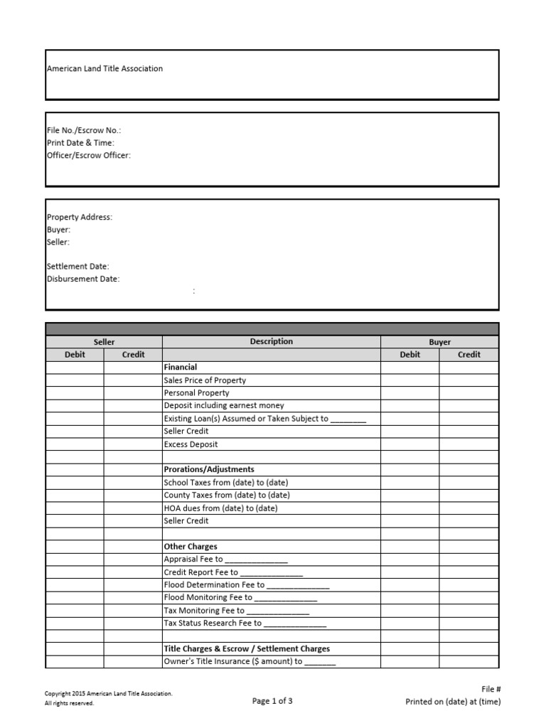 ALTA_Settlement_Statement_Cash_05-01-2015 | PDF | Fee | Conveyancing