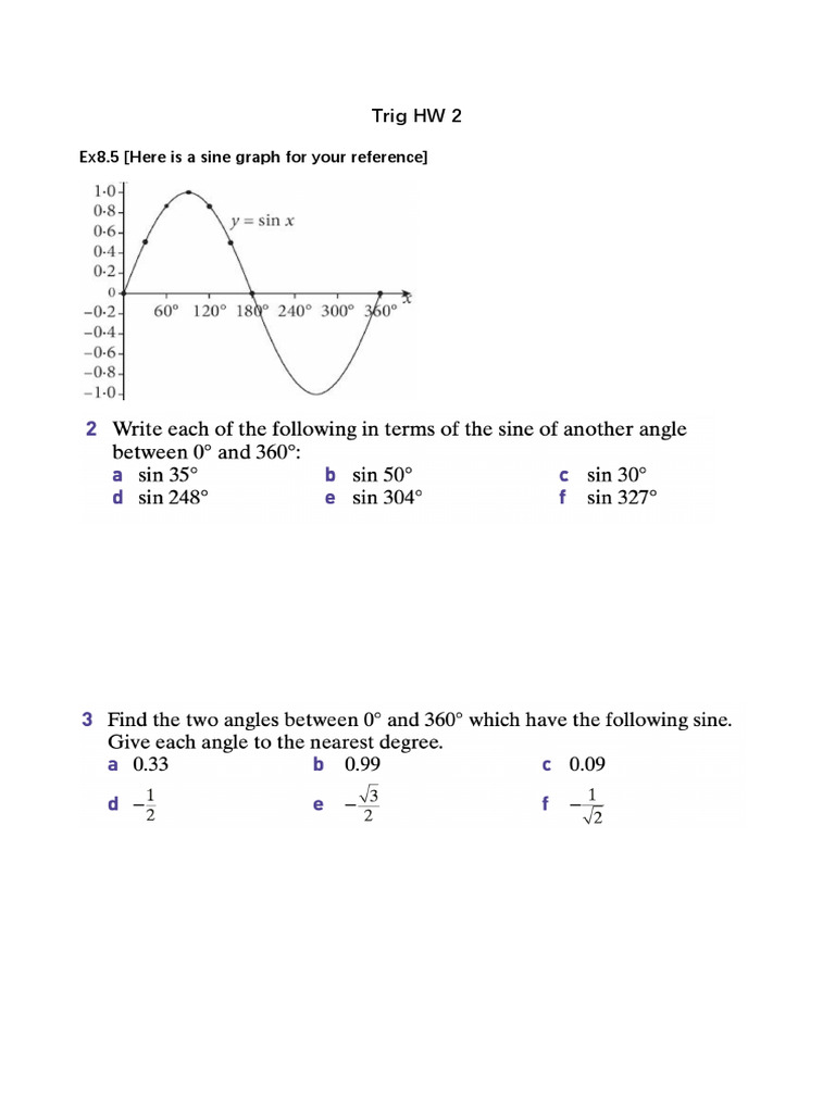 Trig HW 2 | PDF