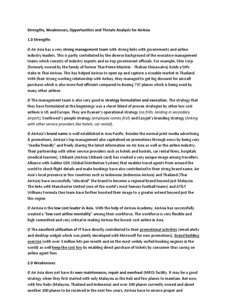 Airasia Info PDF Low Cost Carrier Airlines