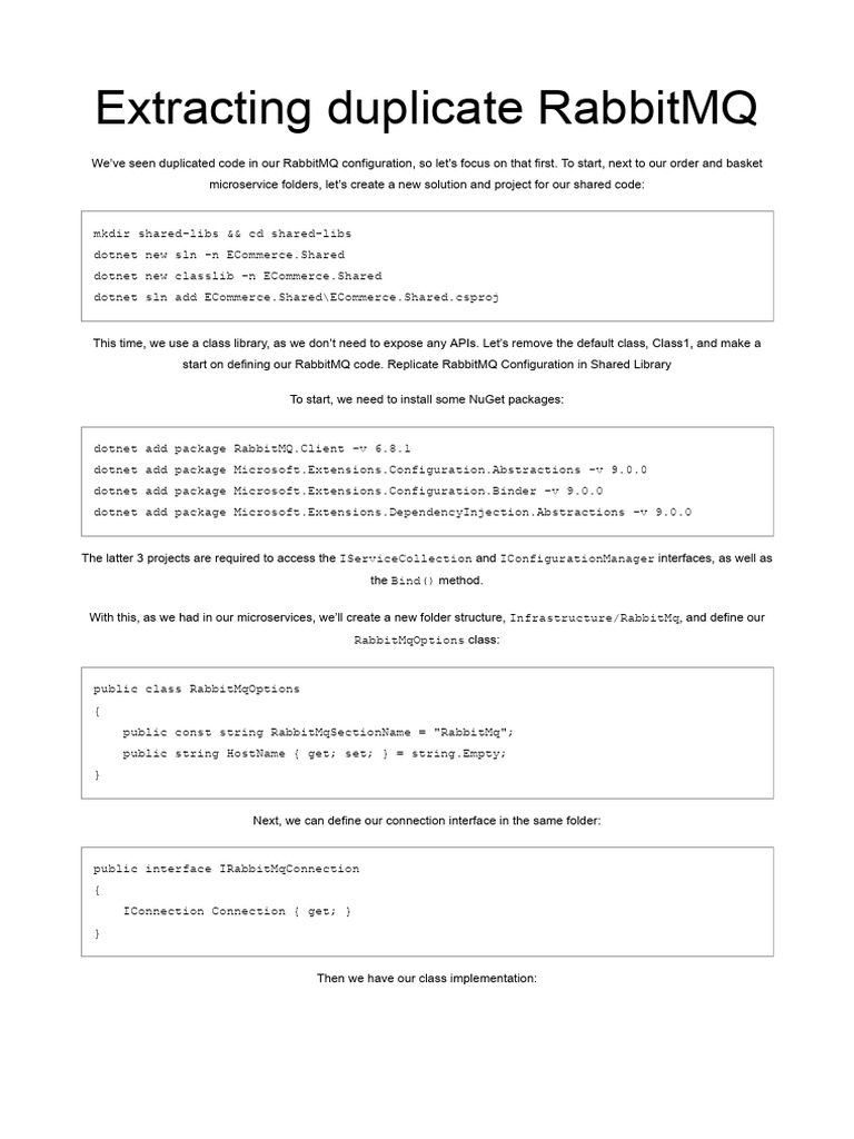 0009 Cross Cutting Concerns Extracting Duplicate RabbitMQ Code | PDF ...
