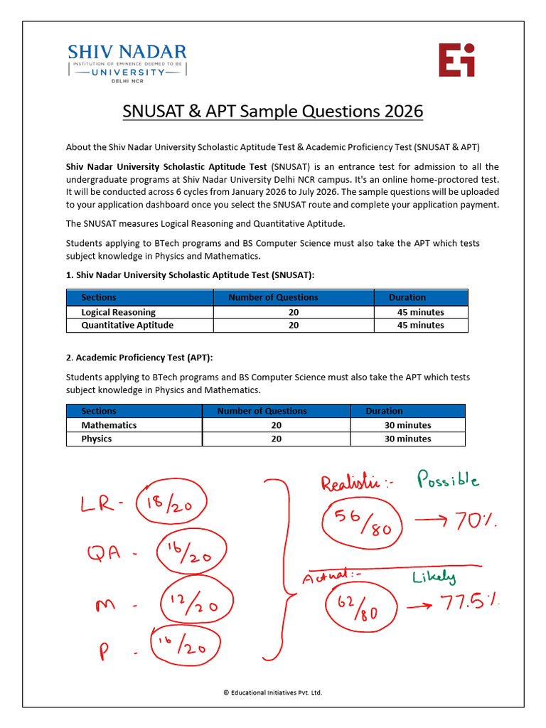 SNUSAT and APT Sample Questions 2026 | PDF | Economic Inequality ...