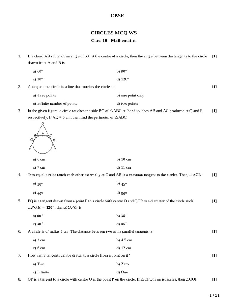 Circles WS | PDF | Circle | Angle