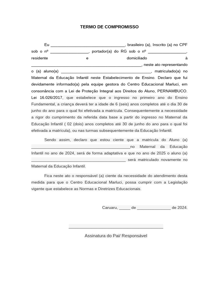 Termo de Compromisso | PDF