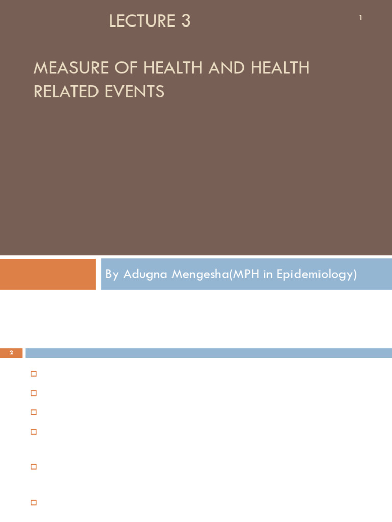 Measure of Health and Health | PDF | Incidence (Epidemiology) | Prevalence