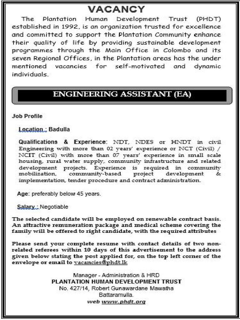 Engineering Assistant PHDT | PDF