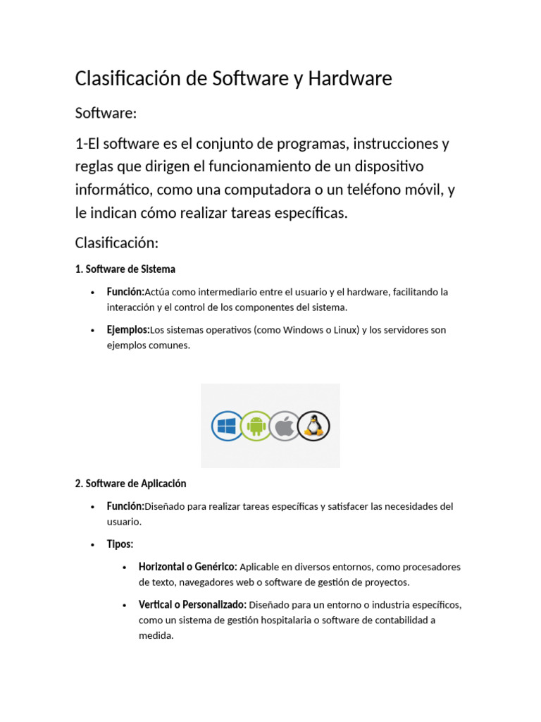 Clasificación de Software y Hardware | PDF | Hardware de la computadora ...